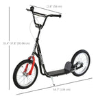 Aosom - Trottinette de rue pour jeunes avec roue gonflable de 16 po, doubles freins - noir-Large plateau antidérapant texturé pour aider à maintenir l’équilibre 