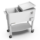 Permasteel - Glacière de patio roulante 80 pintes avec séparateur et étagère - blanche-Étagère inférieure pour un rangement supplémentaire