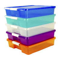 Storex - Organisateur d'artisanat de boîte d'empilage et de stockage, Couleurs assorties, Paquet de 5-Contient du papier de scrapbooking de taille standard
