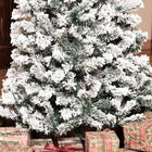 HOMCOM - Sapin de Noël artificiel 7 - 5' enneigé pré-illuminé avec lumières - vert-Les branches peuvent être ouvertes automatiquement pour un assemblage facile 