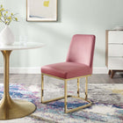 Modway - Amplify Base de traîneau Performance Velvet Fauteuil d’appoint de salle à manger - Rose Poussiéreuse d’Or-Tissu résistant aux taches