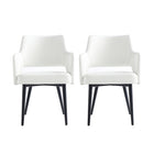 Manhattan Comfort - Lot de 2 fauteuils de salle à manger Tremont 58 cm, moderne, revêtement similicuir blanc-Chaise moderne avec accoudoirs pour salle à manger et usage de travail lot de 2