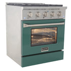 Kucht - 30 po Série KNG Cuisinière Pro Style au gaz propane - Acier inoxydable/Vert-Grilles de cuisson robustes en fonte résistantes à la chaleur intense permettant de déplacer les ustensiles d’un brûleur à l’autre sans les soulever