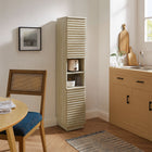 Modway - Render Tall Narrow Faux travertin Armoire de rangement pour linge in Travertin-Glissières de plancher sans marquage