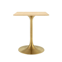 Modway - Lippa 24 po Carré Bois Table à manger, Or Naturel-Placage de grains de bois