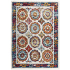 Modway - Entourage Treillis marocain floral vieilli d’Odile Tapis de 5 pi l x 8 pi L - Ivoire Bleu Rouge Orange Jaune-Tapis floral marocain vieilli usé