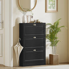 HOMCOM - Armoire à chaussures étroite avec 3 tiroirs basculants pour entrée - noir-Assemblage requis 
