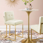 Modway - Privy Acier inoxydable doré Performance Velvet Tabouret de comptoir - Ivoire d’or-Tissu polyester doux pour tissu