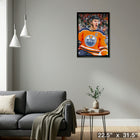 Connor McDavid Edmonton Oilers Goal Celebration Close-Up sur toile - Toile encadree - 22" x 31"-Prêt à accrocher - livré entièrement assemblé