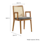 Modway - Monarch Bois et rotin Fauteuil à manger - Gris naturel miel-Rembourrage en mousse dense
