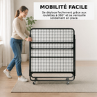 MotionGrey - Lit d’appoint portable pliable  avec matelas et roulettes verrouillables - une place - Noir-6