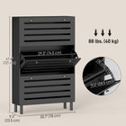 HOMCOM - Armoire à chaussures avec étagères réglables - noir-Les étagères sont réglables sur 2 niveaux ou amovibles pour s'adapter à des chaussures de différentes hauteurs 