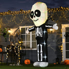 HOMCOM - Décoration de fantôme squelette gonflable d'Halloween de 9 - 8ft lumière intérieur extérieur - Noir et Blanc-7 piquets au sol, 3 cordons et 4 sacs de sable assurent la stabilité et la stabilité 
