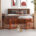 PawHut - Barrière pour chien pliable à 4 panneaux avec porte - brun-Deux supports supplémentaires pour une stabilité accrue 