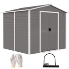 Outsunny - Abri de jardin 8'x7' avec serrure et cadre de sol, gris clair-Sert de remise à outils, remise pour vélos, remise pour générateur ou stockage de tondeuse à gazon