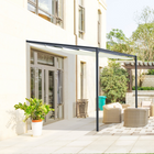 Outsunny - Pergola gazebo d’extérieur 10 pi l x 10 pi L avec auvent rétractable - blanc crème-Installation contre le mur pour étendre votre espace extérieur