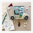 Enesco Allen Designs - Horloge murale à pendule fantaisiste « Restez sur la bonne voie »-Présente la forme d’une voiturette de golf avec vue du vert, des mains d’horloge qui se lisent toujours comme un « tee off », et un pendule de golfbag amusant qui ajoute un mouvement amusant à chaque pièce