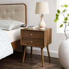 Modway - Ember Bois Table de chevet avec ports USB, Noyer et noyer-Placage MDF et grain de bois