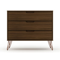 Manhattan Comfort - Rockefeller commode moderne du milieu du siècle 35,24" - brun-Commode Mid-Century Modern pour chambre à coucher