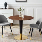 Modway - Zinque 36 po Table à manger, Noyer d’or-Plateau de table en placage de noyer