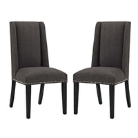 Modway - Baron Tissu Chaise à manger Ensemble de 2 - Brown-Fauteuil d’appoint moderne élégant
