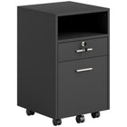 Vinsetto - Classeur à 2 tiroirs pour dossiers lettre/A4 avec serrure - noir-Grand espace de rangement pour garder votre bureau, bureau d'étude ou chambre en ordre 
