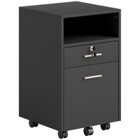 Vinsetto - Classeur à 2 tiroirs pour dossiers lettre/A4 avec serrure - noir-Grand espace de rangement pour garder votre bureau, bureau d'étude ou chambre en ordre 

