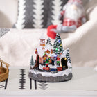 HOMCOM - Maisons de village de Noël éclairées par LED avec train rotatif-8 chansons différentes peuvent être jouées en boucle 