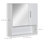 Kleankin - armoire de salle de bain avec miroir à montage mural - blanc-Charnières en métal permettant à la porte de s’ouvrir et de se fermer facilement 
