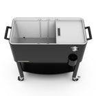 Permasteel - Glacière de patio roulante 80 pintes avec séparateur et étagère - noire-Le bouchon de drainage permet de vider facilement la glace fondue et l’excès d’eau.