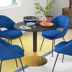 HOMCOM - Table à manger ronde avec plateau effet marbre pour cuisine - noir-Peut accueillir quatre personnes, convient aux petits espaces cuisine et salle à manger 