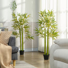 Outsunny - Arbre de bambou artificiel 4 pi pour décoration intérieure - vert - lot de 2-Cette plante comprend 552 feuilles qui apportent une sensation naturelle à votre pièce 