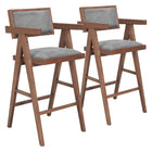 Zuo - Delhi Tabouret de bar - Gris/Noyer - Ensemble de 2-Support pour les bras