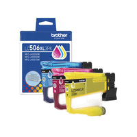 Brother - LC504 Cartouches d’encre cyan, magenta, jaune authentiques à haut rendement-Cartouche d’encre à haut rendement, ensemble de 3: Chaque cartouche contient du cyan, du magenta et du jaune pour une impression jusqu’à 1 500 pages par cartouche