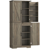 HOMCOM - Armoire de garde-manger de cuisine style ferme 72 po - gris ivoire clair-Deux armoires, huit étagères de porte et un tiroir offrent un grand espace de rangement 