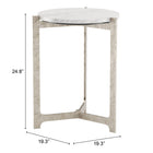 Zuo - Barmas Table d’appoint - Blanc/Argent-Garantie limitée de 3 ans