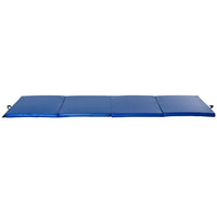 Soozier - Tapis De Gymnastique Pliable 4 pi L x 10 pi L x 2 po P - Tapis D’Exercice Avec Poignées De Transport - Bleu Foncé-Tapis de roue parfait pour les exercices de culbute, programmes d’entraînement, pilates, étirements, yoga, arts martiaux, gymnastique, activités de garderie, et plus encore  