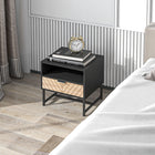 HOMCOM - Table de chevet moderne avec tiroir et étagère de rangement - noir-Le tiroir et le compartiment ouvert offrent beaucoup d’espace pour ranger des livres, des lampes, des stylos ou des essentiels de nuit