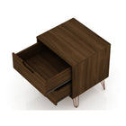 Manhattan Comfort - Rockefeller Table de Nuit 2 Tiroirs Style Mid-Century Modern 51 cm - Marron - Lot de 2-Parfait pour le rangement ou l’exposition d’objets