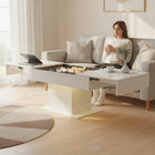 HOMCOM - Table basse extensible à LED - blanc brillant-Finition blanche brillante et base à effet bois qui rehaussent le style de votre intérieur