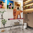 PawHut - Table de Toilettage pour Chien Réglable avec 2 Sangles de Sécurité - Rose-Hauteur de barre réglable pour s'adapter en toute sécurité aux chiens de différentes tailles