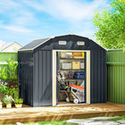 Outsunny - Abri de jardin galvanisé 8 pi x 4 pi avec étagères réglables et kit de fondation-Structure en acier galvanisé résistante à l'eau et à la rouille  
