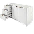 Manhattan Comfort - Buffet moderne Granville 140 cm - Blanc-Base de balai contemporain ouverte avec pieds latéraux ajoutant un design de mode sans couture et de la durabilité
