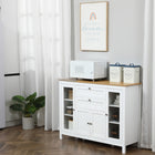 HOMCOM - Buffet 47,25 po L avec 2 tiroirs et 4 portes - blanc-Un grand plan de travail, 3 placards et 2 tiroirs pour les accessoires du quotidien 
