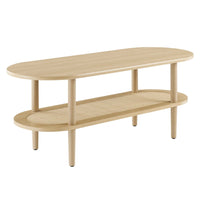 Modway - Torus Ovale Table basse - Chêne-Ovale, conception à deux niveaux