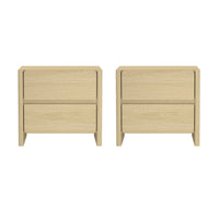 Manhattan Comfort - Linda 24" Table de nuit moderne à 2 tiroirs - Chêne naturel - Lot de 2-Table de nuit moderne parfaite pour la chambre à coucher lot de 2