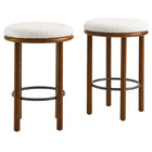 Modway - Fable Tissu Boucle Tabourets de comptoir - Ivoire de noyer - Ensemble de 2-Tabourets de comptoir de 26 pouces - Ensemble de 2