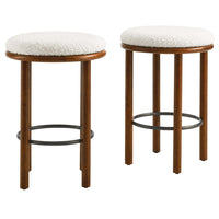 Modway - Fable Tissu Boucle Tabourets de comptoir - Ivoire de noyer - Ensemble de 2-Tabourets de comptoir de 26 pouces - Ensemble de 2
