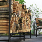 Outsunny - Porte-bûches 6 pi avec housse- support de rangement pour bois- noir-Structure en acier avec revêtement en poudre pour une durabilité accrue 