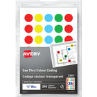 Avery – Étiquettes de codage couleur See Thru à imprimer ou à écrire – Rondes, 3/4 po, couleurs variées, paquet de 210 (2369)-Amovibles